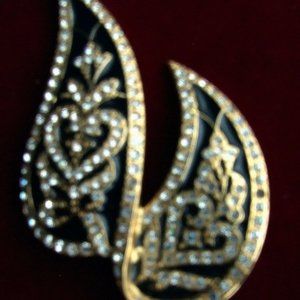 VTG Brooch Designer Butler Rhinestone Leaf